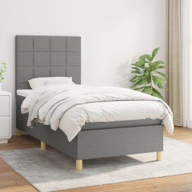 Cama box spring con colchón tela gris oscuro 80x200 cm en Camas y somieres | Comprar online en Foro24