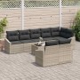 Conjunto de sofá de jardín 9 pcs Gris claro Poliratán