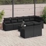 Conjunto de sofá de jardín 9 pcs Negro Poliratán