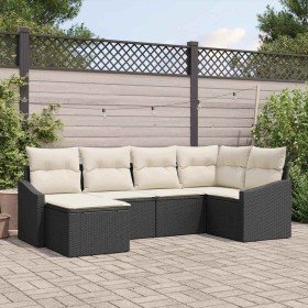 Conjunto de sofá de jardín 6 pcs Negro Poliratán Conjunto de sofá de jardín 6 pcs Negro Poliratán