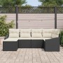 Conjunto de sofá de jardín 6 pcs Negro Poliratán