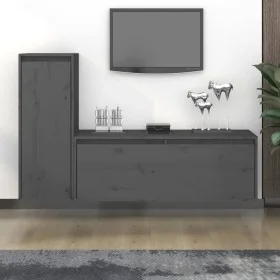 Muebles para TV 2 piezas madera maciza de pino gris de vidaXL, Muebles TV - Ref: Foro24-3100116, Precio: 104,76 €, Descuento: %