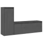 TV furniture 2 pieces solid gray pine wood by vidaXL, TV Furniture - Ref: Foro24-3100116, Price: 104,76 €, Discount: %