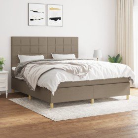 Cama box spring con colchón tela gris taupe 160x200 cm en Camas y somieres | Comprar online en Foro24