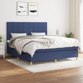 Cama box spring con colchón tela azul 160x200 cm en Camas y somieres | Comprar online en Foro24