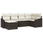 Conjunto de sofá de jardín 6 pcs Marrón Poliratán