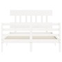 Weißer Massivholzbettrahmen mit Kopfteil 140x200 cm von vidaXL, Betten und Lattenroste - Ref: Foro24-3195157, Preis: 130,33 €...
