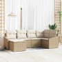 Conjunto de sofá de jardín 6 pcs Beige Poliratán