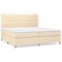 Cama box spring con colchón tela color crema 200x200 cm
