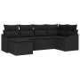 Conjunto de sofá de jardín 6 pcs Negro Poliratán