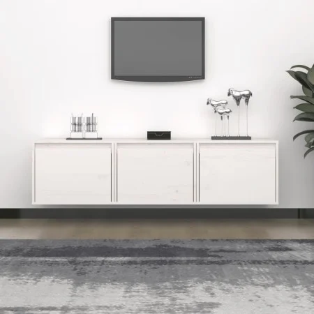 TV-Möbel 3-teilig aus massivem weißem Kiefernholz von vidaXL, TV-Möbel - Ref: Foro24-3100125, Preis: 99,47 €, Rabatt: %