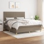 Cama box spring con colchón tela gris taupe 160x200 cm
