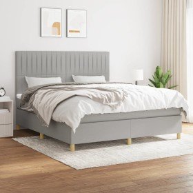 Cama box spring con colchón tela gris claro 180x200 cm Cama box spring con colchón tela gris claro 180x200 cm
