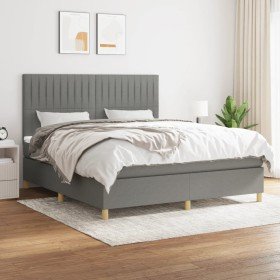 Cama box spring con colchón tela gris oscuro 180x200 cm en Camas y somieres | Comprar online en Foro24
