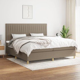 Cama box spring con colchón tela gris taupe 200x200 cm en Camas y somieres | Comprar online en Foro24