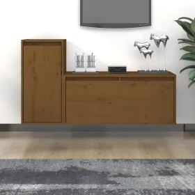 TV furniture 2 pieces solid honey brown pine wood by vidaXL, TV Furniture - Ref: Foro24-3100112, Price: 88,94 €, Discount: %