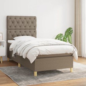 Cama box spring con colchón tela gris taupe 80x200 cm Cama box spring con colchón tela gris taupe 80x200 cm
