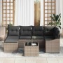 Conjunto de sofá de jardín 7 pcs Gris Poliratán