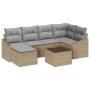 Conjunto de sofá de jardín 7 pcs Beige Poliratán