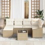 Conjunto de sofá de jardín 7 pcs Beige Poliratán