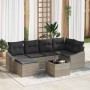 Conjunto de sofá de jardín 7 pcs Gris claro Poliratán