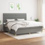 Cama box spring con colchón tela gris oscuro 200x200 cm