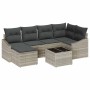 Conjunto de sofá de jardín 7 pcs Gris claro Poliratán