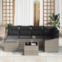 Conjunto de sofá de jardín 7 pcs Gris claro Poliratán