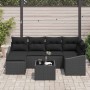 Conjunto de sofá de jardín 7 pcs Negro Poliratán