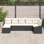 Conjunto de sofá de jardín 7 pcs Negro Poliratán