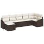 Conjunto de sofá de jardín 7 pcs Marrón Poliratán