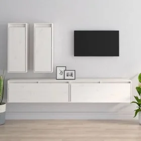 TV furniture 4 pieces solid white pine wood by vidaXL, TV Furniture - Ref: Foro24-3100180, Price: 200,82 €, Discount: %