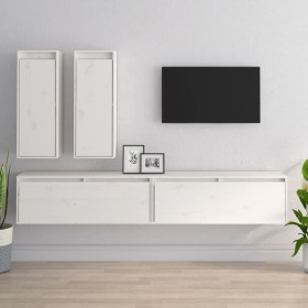 TV-Möbel 4-teilig aus massivem weißem Kiefernholz von vidaXL, TV-Möbel - Ref: Foro24-3100180, Preis: 203,80 €, Rabatt: %