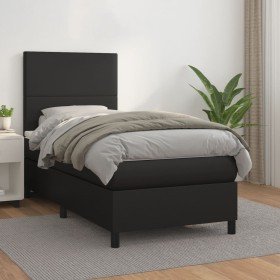 Cama box spring con colchón cuero sintético negro 80x200 cm en Camas y somieres | Comprar online en Foro24