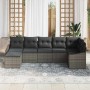 Conjunto de sofá de jardín 7 pcs Gris Poliratán