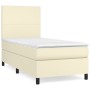 Cama box spring con colchón cuero sintético crema 100x200 cm