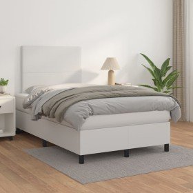 Cama box spring con colchón cuero sintético blanco 120x200 cm en Camas y somieres | Comprar online en Foro24