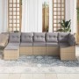 Conjunto de sofá de jardín 7 pcs Beige Poliratán