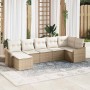Conjunto de sofá de jardín 7 pcs Beige Poliratán