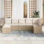 Conjunto de sofá de jardín 7 pcs Beige Poliratán