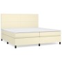 Cama box spring con colchón cuero sintético crema 200x200 cm