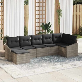 Conjunto de sofá de jardín 7 pcs Gris claro Poliratán