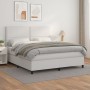 Cama box spring con colchón cuero sintético blanco 160x200 cm
