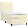 Cama box spring con colchón cuero sintético crema 100x200 cm
