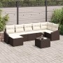 Conjunto de sofá de jardín 8 pcs Marrón Poliratán