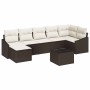 Conjunto de sofá de jardín 8 pcs Marrón Poliratán