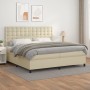Cama box spring con colchón cuero sintético crema 200x200 cm