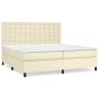 Cama box spring con colchón cuero sintético crema 200x200 cm