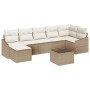 Conjunto de sofá de jardín 8 pcs Beige Poliratán