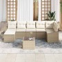 Conjunto de sofá de jardín 8 pcs Beige Poliratán